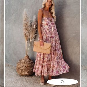 VICI DOLLS Cornfield Tiered Tassel Midi Dress